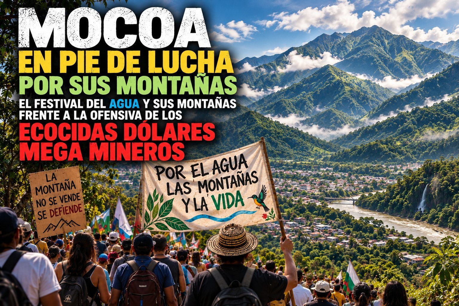 Mocoa en pie de lucha por sus montañas, el festival del agua y sus montañas frente a la ofensiva de los ecocidas dolares mega mineros