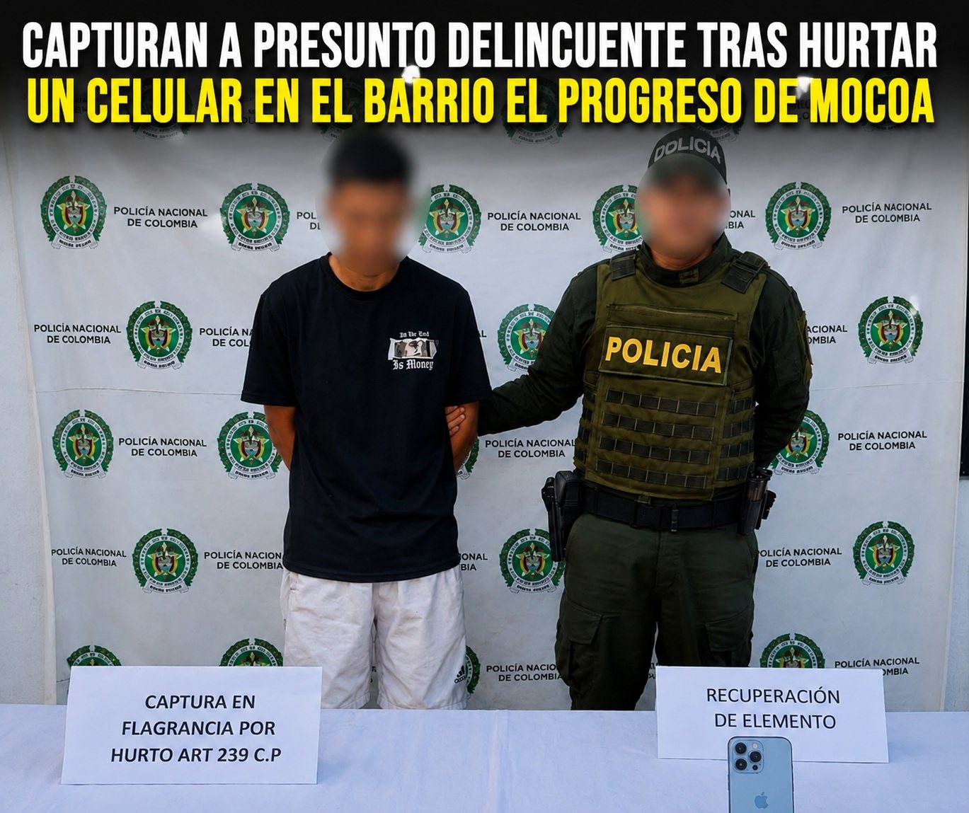 Capturan a presunto delincuente tras hurtar un celular en el barrio El Progreso de Mocoa