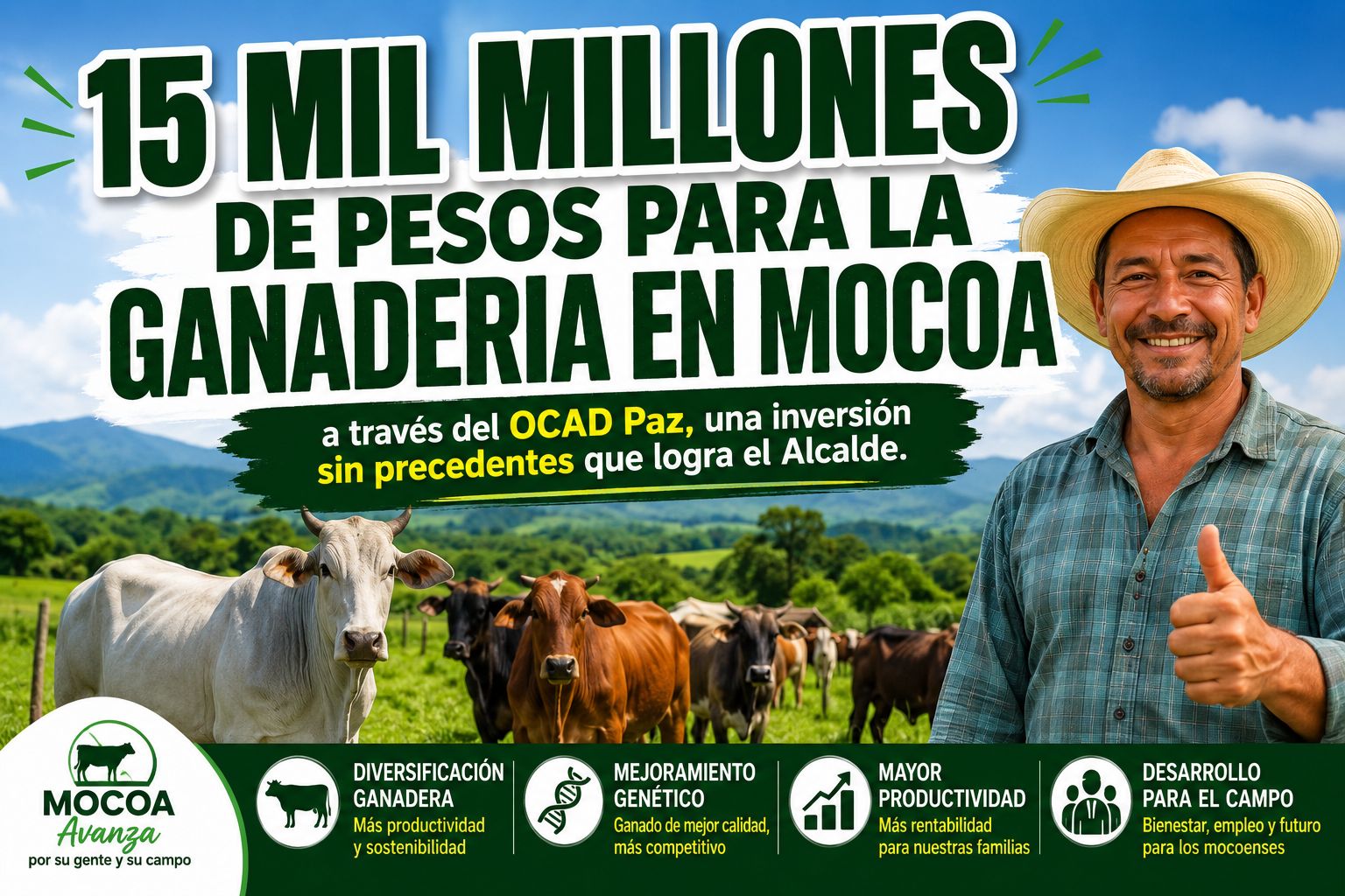 15 mil millones de pesos para la ganadería en Mocoa